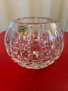 Antique Crystal hand Cut Glass Rose Bowl Poland 24% leaded crystal